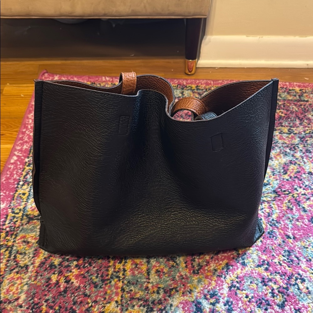 Black Leather Tote Bag